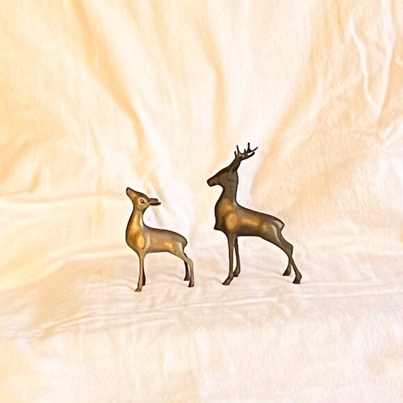 Vintage Estate Solid Brass Deer Figures - Picture 7 of 7